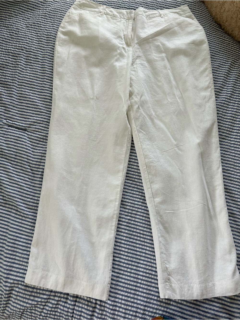 Classic White Wide-Leg Linen Blend Pants